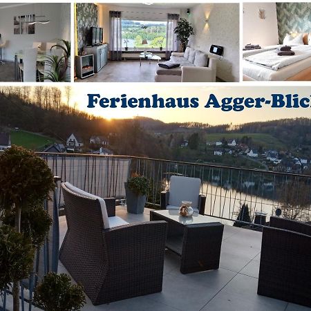 Villa Exklusives Ferienhaus Agger-Blick mit riesiger Lounge-Terrasse und einzigartigem Seeblick Gummersbach Exterior foto